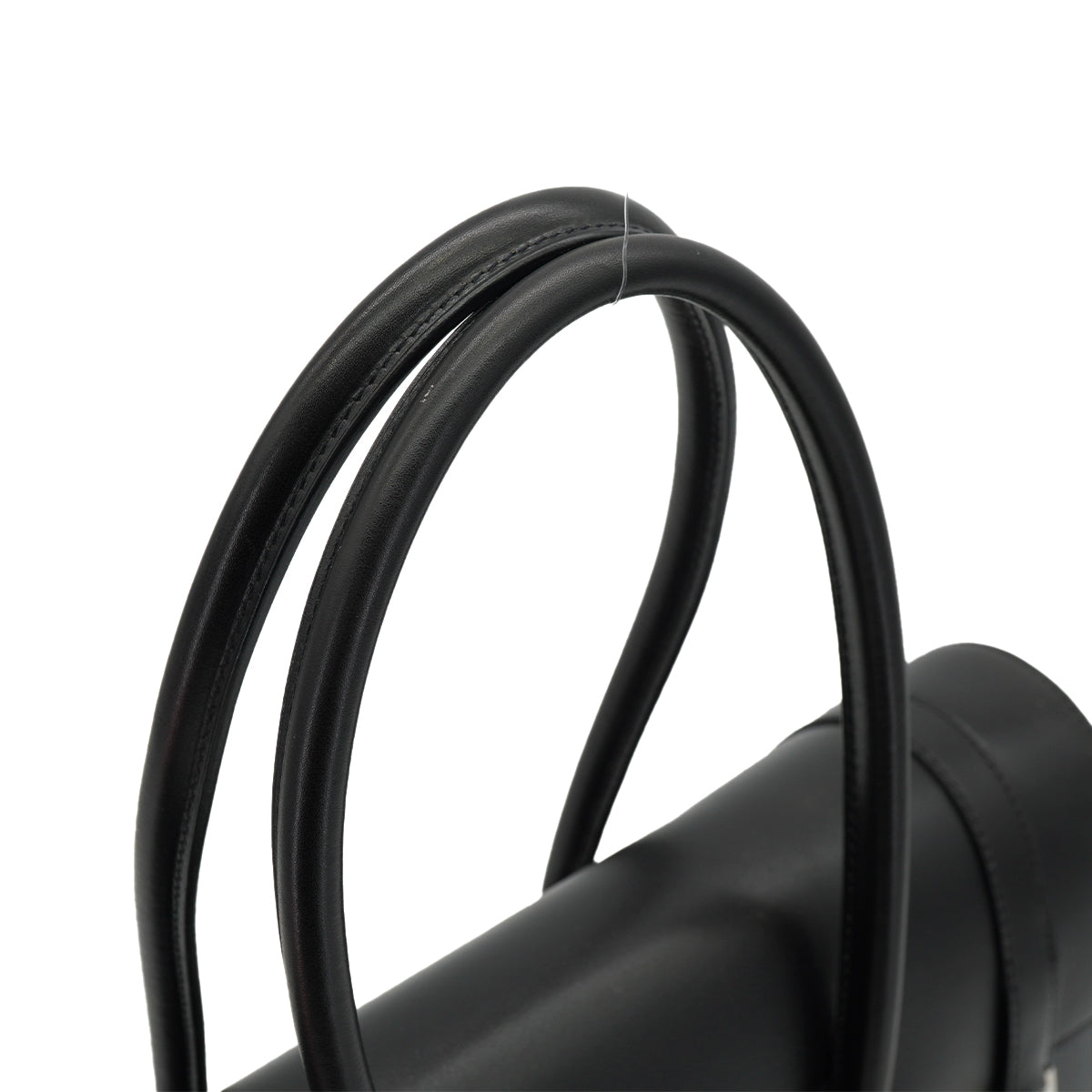 HERMES DRUG 32 BLACK BOX CALF HAND BAG 2002 SQUARE F PALLADIUM HARDWARE 90334266