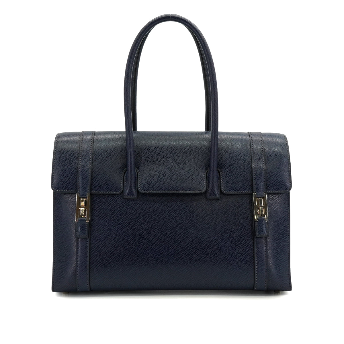 HERMES DRUG 32 BLUE ROY LISSE HAND BAG 2002 SQUARE F PALLADIUM HARDWARE 90334267