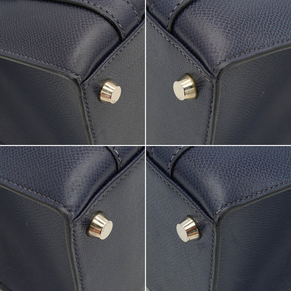 HERMES DRUG 32 BLUE ROY LISSE HAND BAG 2002 SQUARE F PALLADIUM HARDWARE 90334267