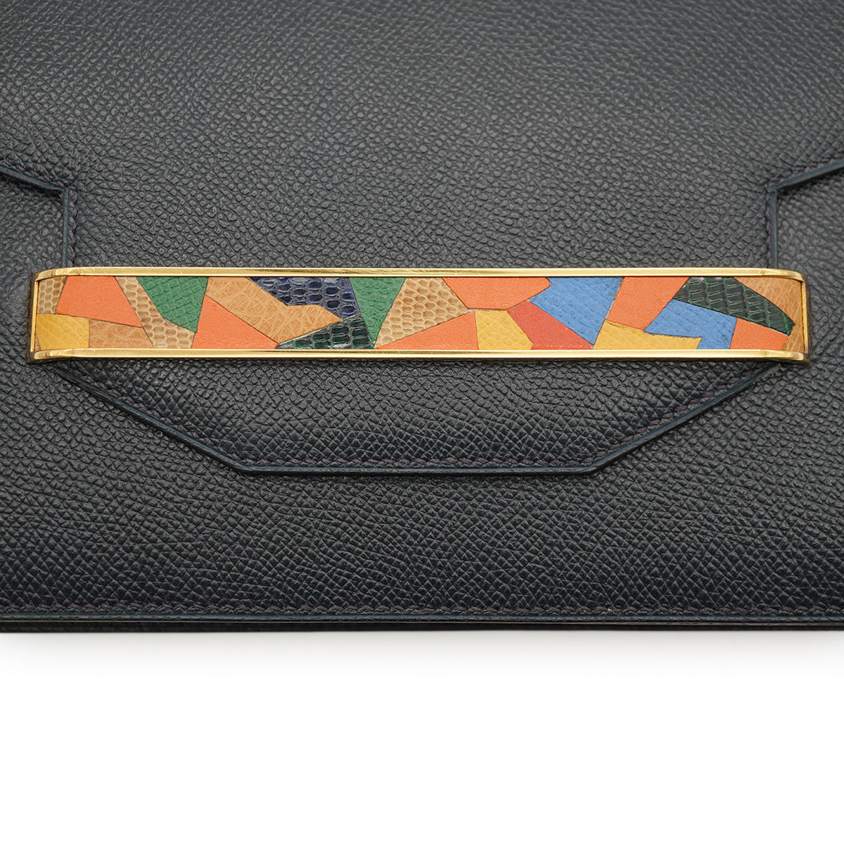 HERMES FACO BLUE INDIGO LIZARD VEAU EPSOM SHOULDER BAG 2004 SQUARE H GOLD HARDWARE 90335156