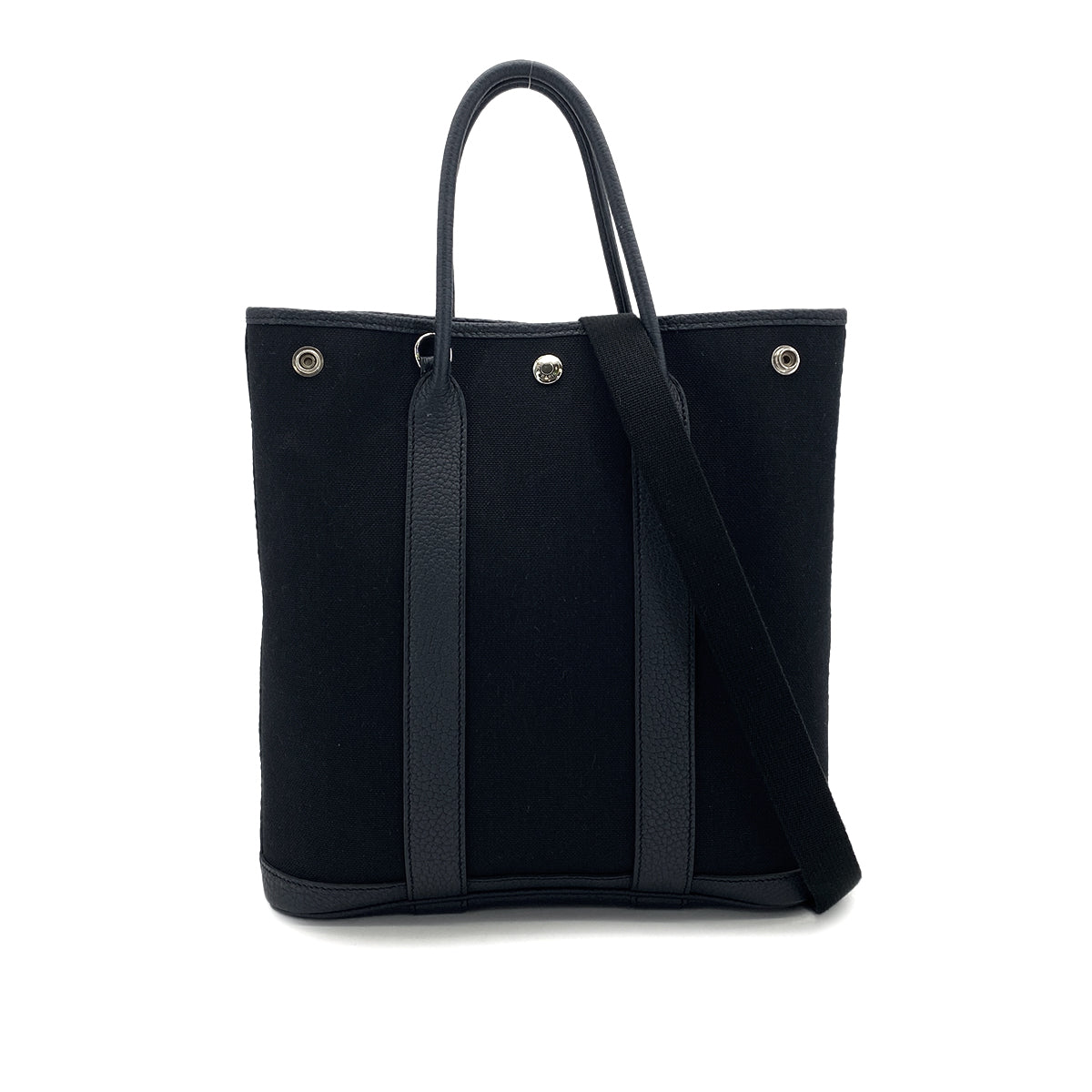 HERMES GARDEN FILE PM TOILE MILITARY VEAU NEGONDA BLACK BLUE INDIGO TOTE SHOULDER BAG 2020 Y STAMP 90327073