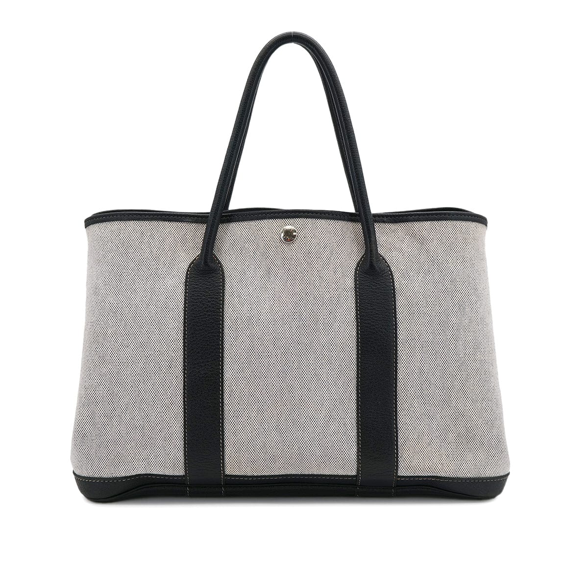 HERMES GARDEN PARTY 36 PM BLACK ECRU TOILE H BUFFLE SKIPPER TOTE BAG 2003 SQUARE G 90318623