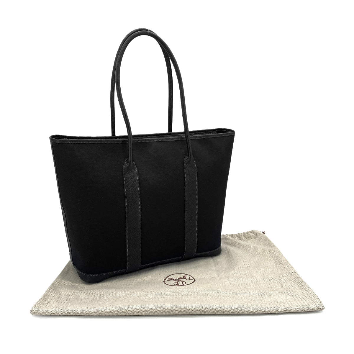 HERMES GARDEN ZIP MM BLACK TOILE OFFICIER VEAU NEGONDA TOTE BAG 2009 SQUARE M 90325645