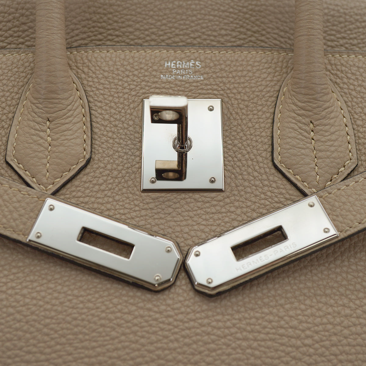 HERMES HAUT A COURROIES 28 GRIS TOURTERELLE TOGO HAND BAG 2005 SQUARE I 90333189