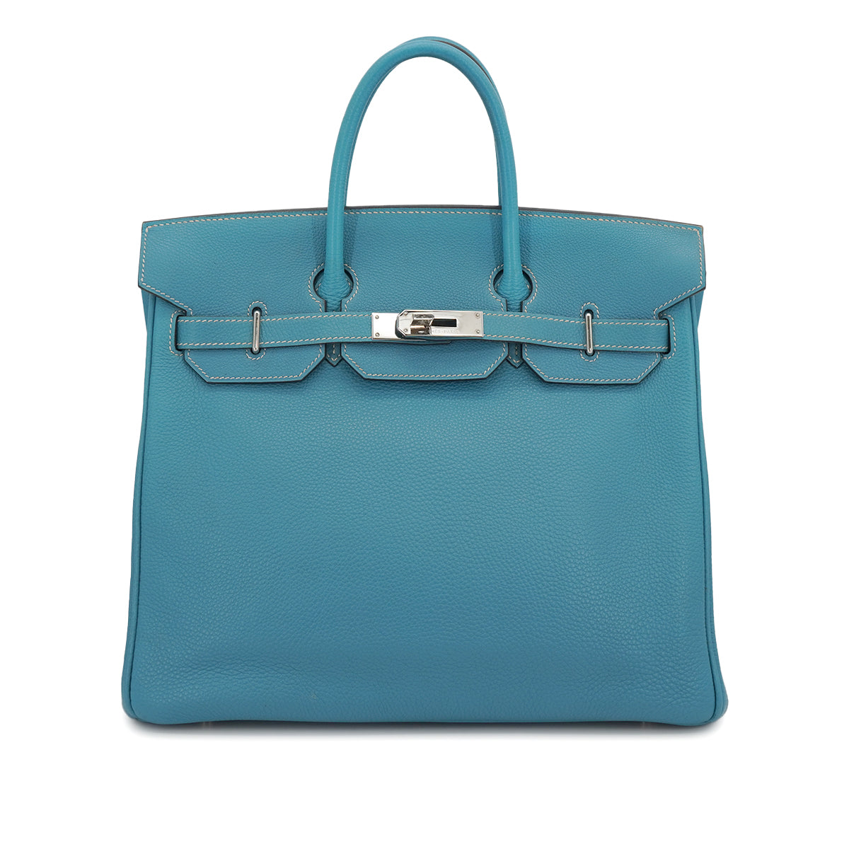 HERMES HAUT A COURROIES 32 BLUE JEAN TOGO HAND BAG 2006 SQUARE J PALLADIUM HARDWARE 90331958