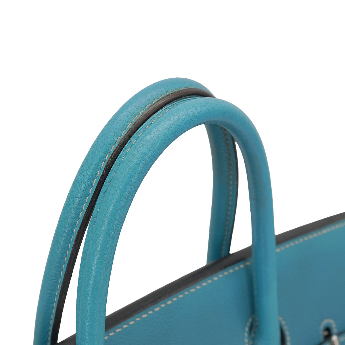 HERMES HAUT A COURROIES 32 BLUE JEAN TOGO HAND BAG 2006 SQUARE J PALLADIUM HARDWARE 90331958
