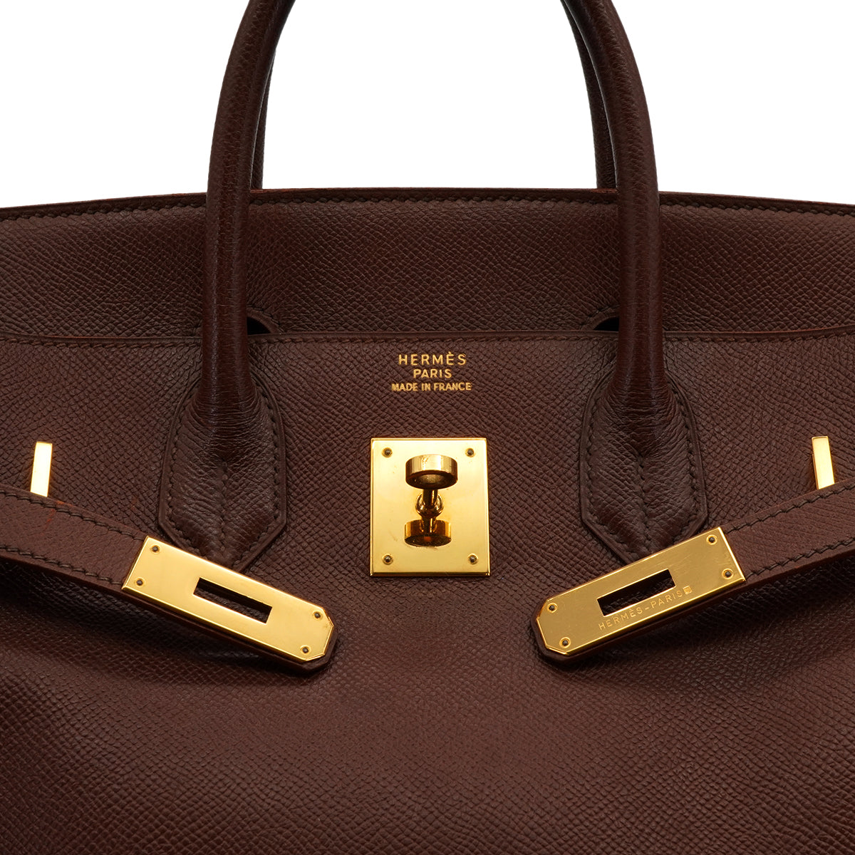 HERMES HAUT A COURROIES 32 HABANA COURCHEVEL HAND BAG 1995 CIRCLE Y GOLD HARDWARE 90340451