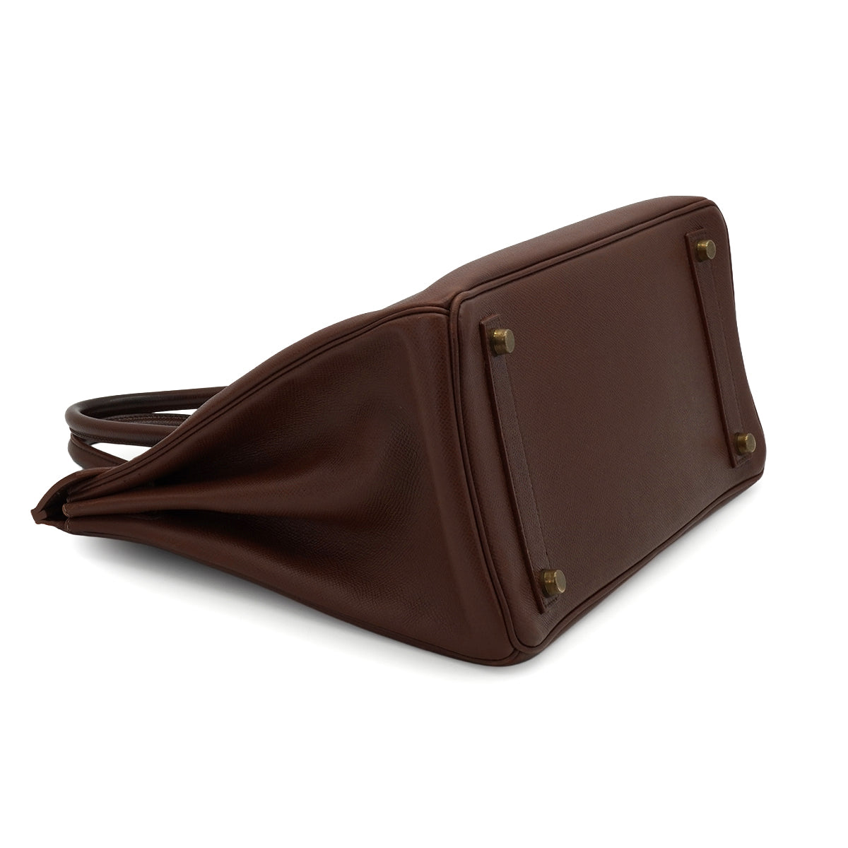 HERMES HAUT A COURROIES 32 HABANA COURCHEVEL HAND BAG 1995 CIRCLE Y GOLD HARDWARE 90340451
