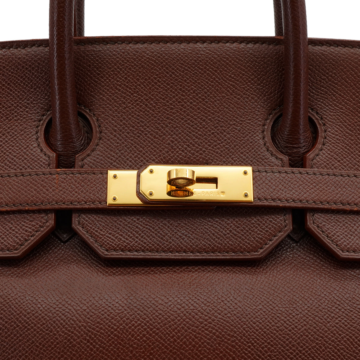HERMES HAUT A COURROIES 32 HABANA COURCHEVEL HAND BAG 1995 CIRCLE Y GOLD HARDWARE 90340451