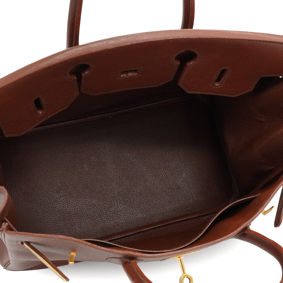 HERMES HAUT A COURROIES 32 HABANA COURCHEVEL HAND BAG 1995 CIRCLE Y GOLD HARDWARE 90340451