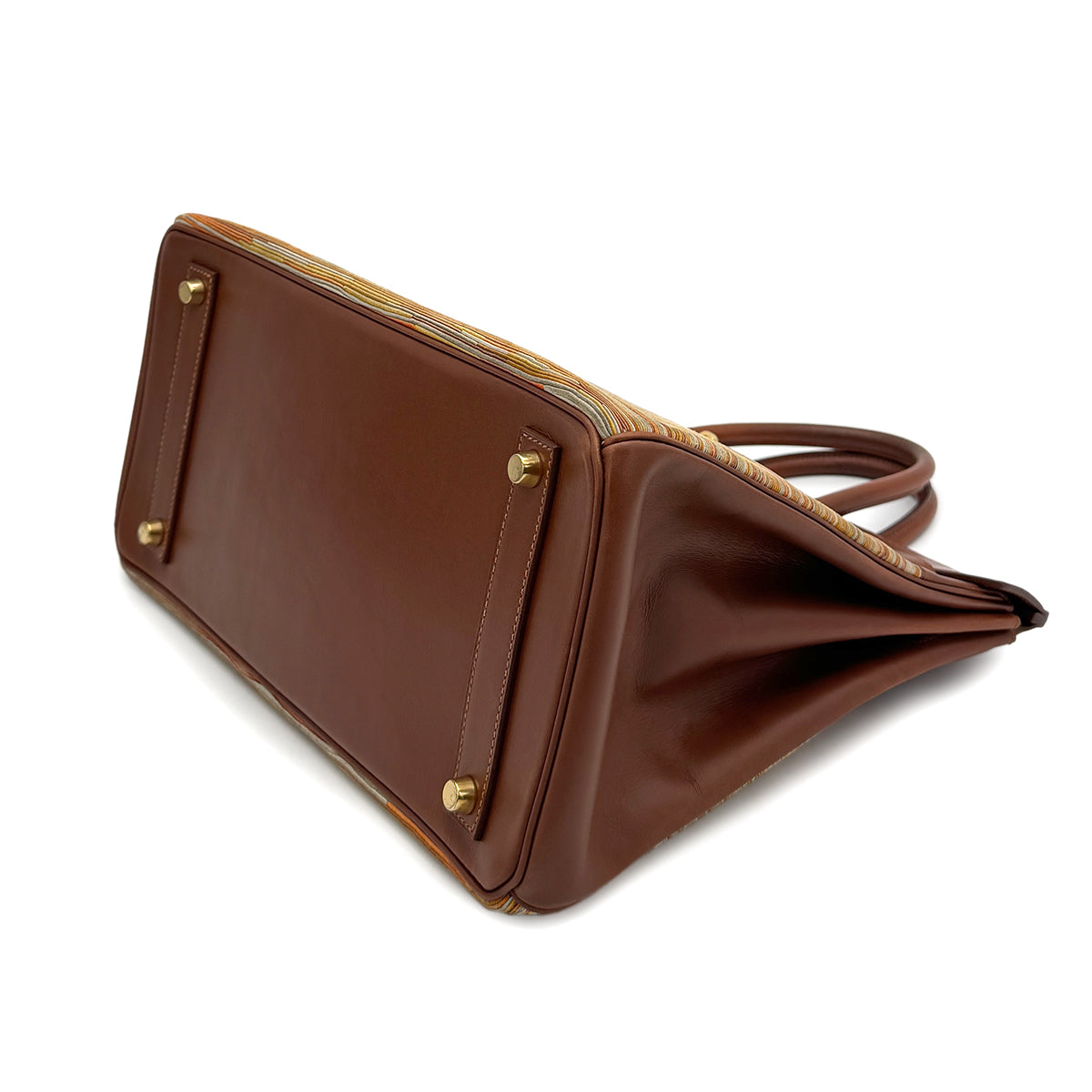 HERMES HAUT A COURROIES 32 MULTICOLOR BOXCALF VIBRATO HAND BAG 2002 SQUARE F GOLD HARDWARE 90314770