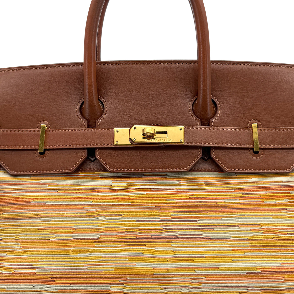HERMES HAUT A COURROIES 32 MULTICOLOR BOXCALF VIBRATO HAND BAG 2002 SQUARE F GOLD HARDWARE 90314770