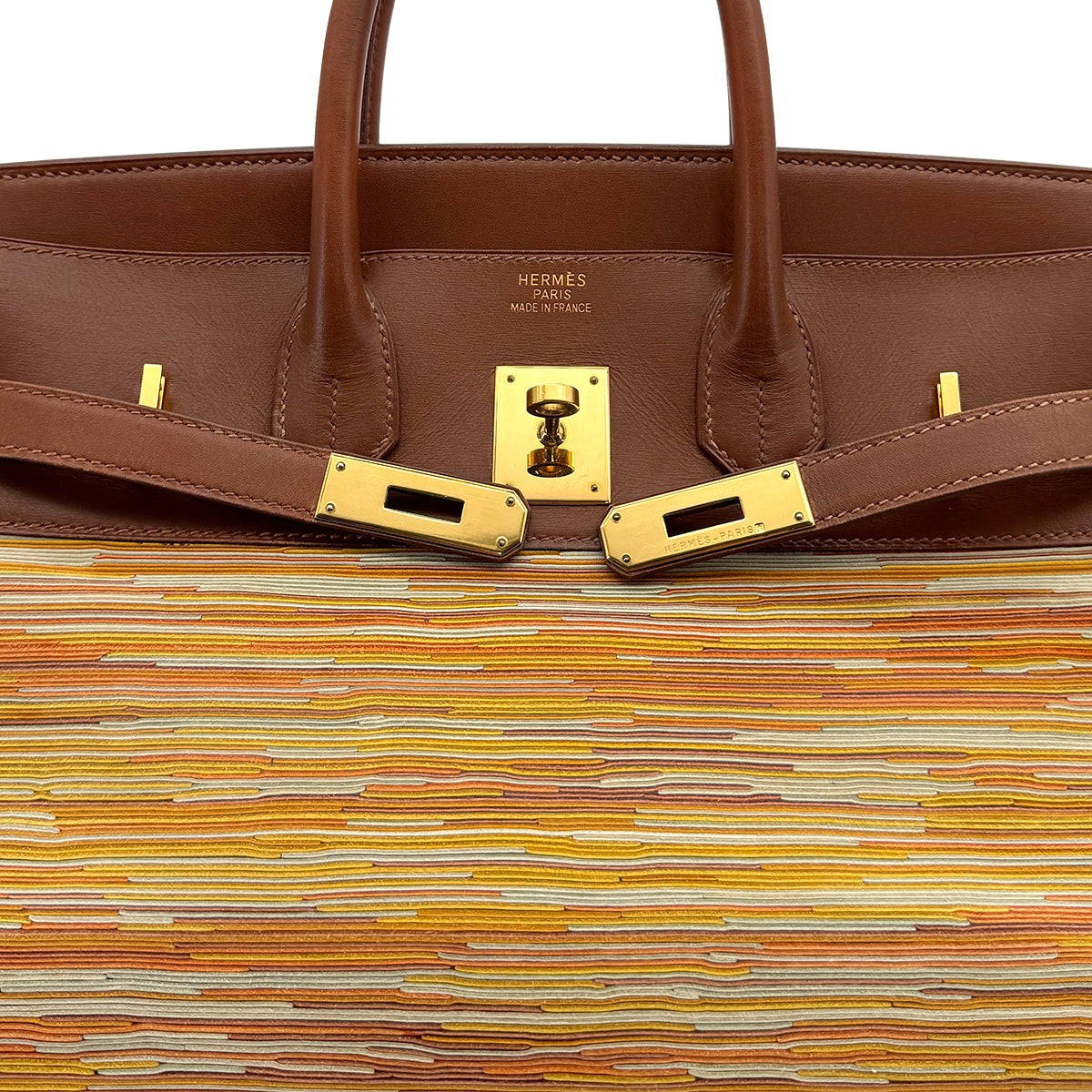 HERMES HAUT A COURROIES 32 MULTICOLOR BOXCALF VIBRATO HAND BAG 2002 SQUARE F GOLD HARDWARE 90314770