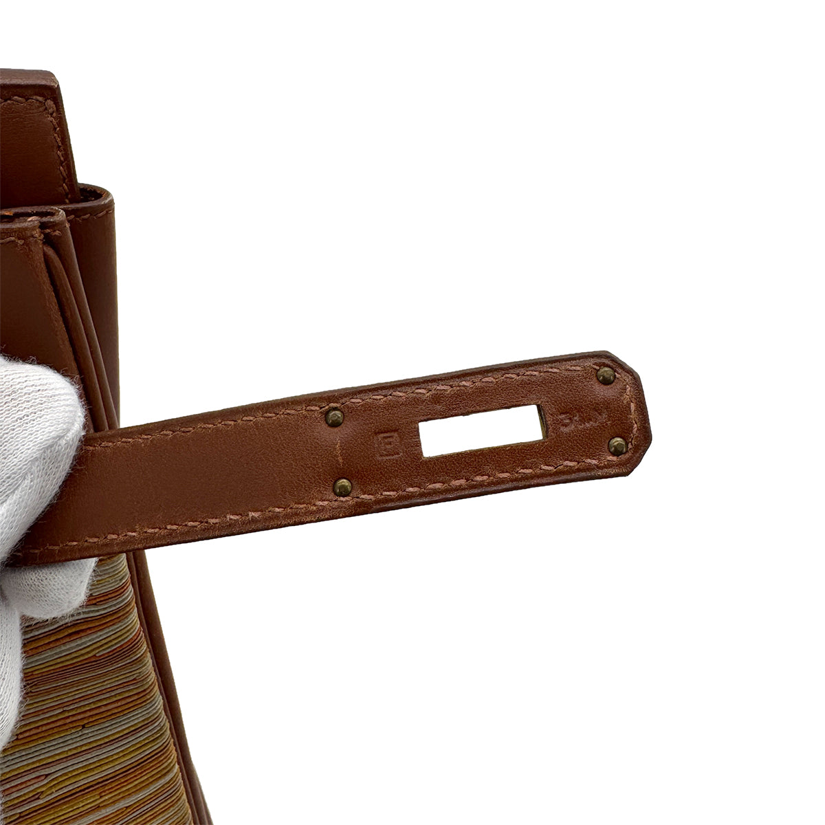 HERMES HAUT A COURROIES 32 MULTICOLOR BOXCALF VIBRATO HAND BAG 2002 SQUARE F GOLD HARDWARE 90314770