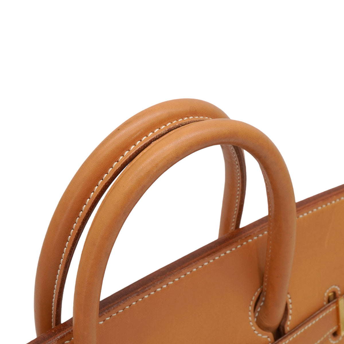 HERMES HAUT A COURROIES 32 NATURAL VEAU BARENIA HAND BAG 1997 SQUARE A GOLD HARDWARE 90346640