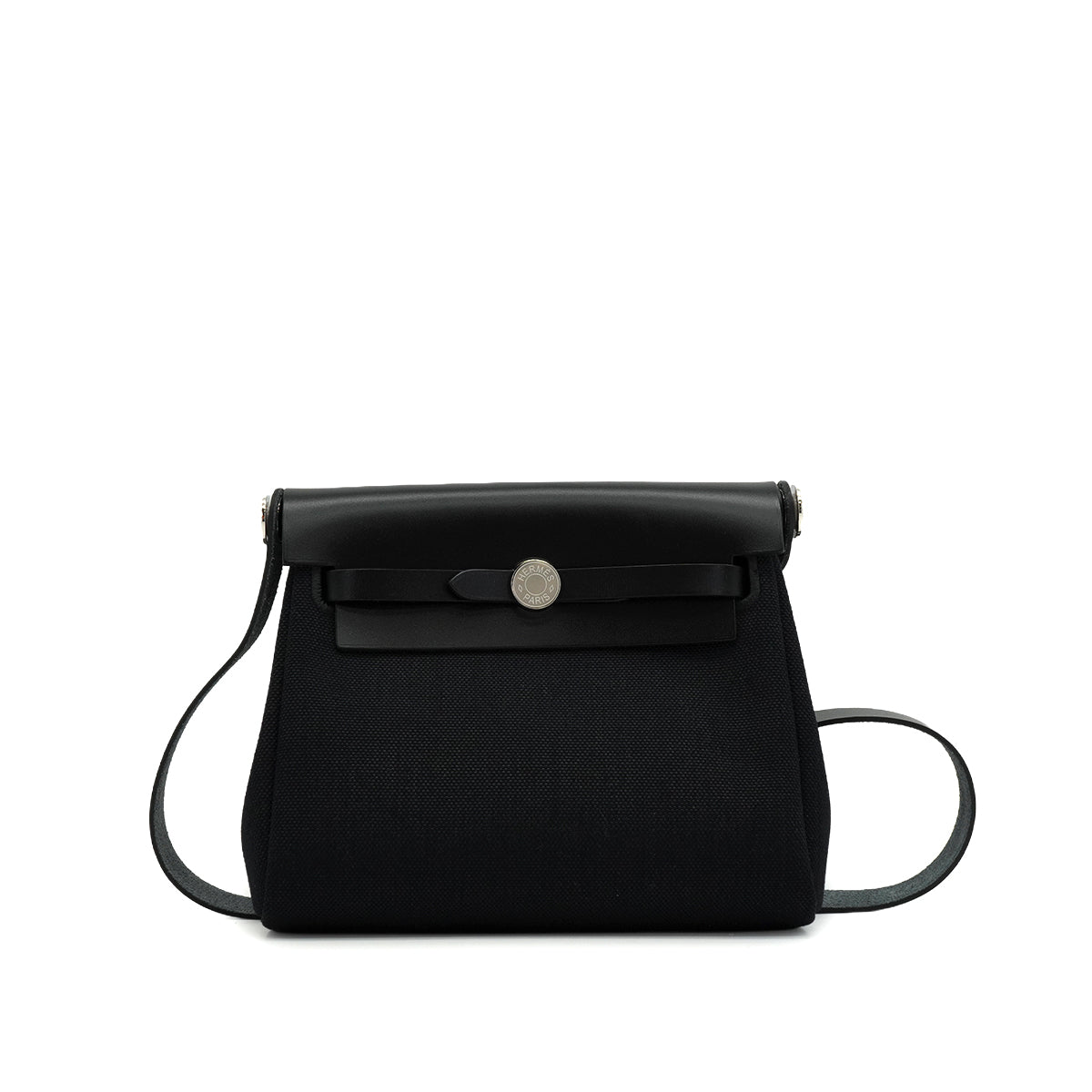 HERMES HER BAG ZIP 20 MINI BLACK VACHE HUNTER TOILE MILITAIRE SHOULDER BAG 2025 K STAMP 90345059