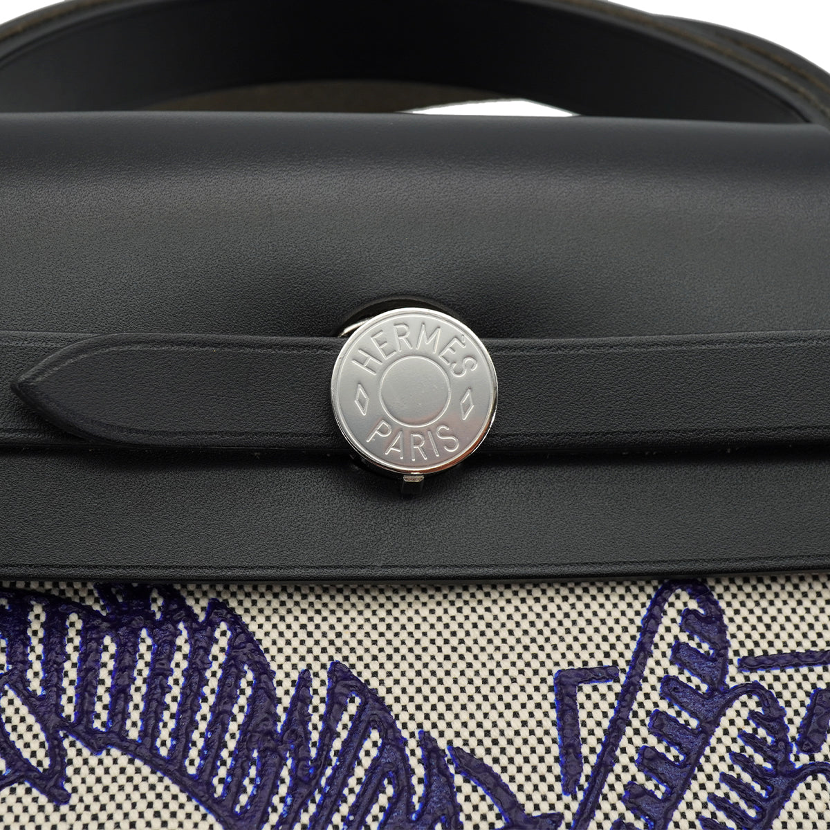 HERMES HER BAG ZIP 31 PM PEGASE POP BLUE INDIGO NOIR TOILE H VACHE HUNTER TOTE BAG 2019 D STAMP 90331286