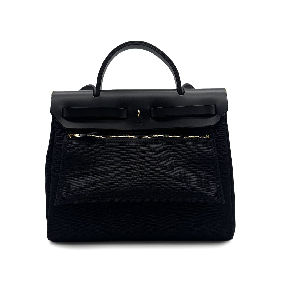 HERMES HER BAG ZIP PM 31 BLACK VACHE HUNTER TOILE MILITAIRE TOTE SHOULDER BAG 2022 U STAMP 90319137