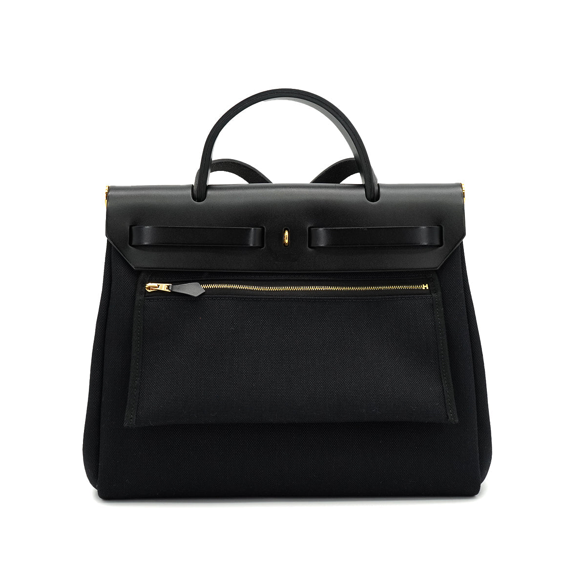 HERMES HER BAG ZIP PM 31 BLACK VACHE HUNTER TOILE MILITAIRE TOTE SHOULDER BAG 2023 B STAMP 90326732