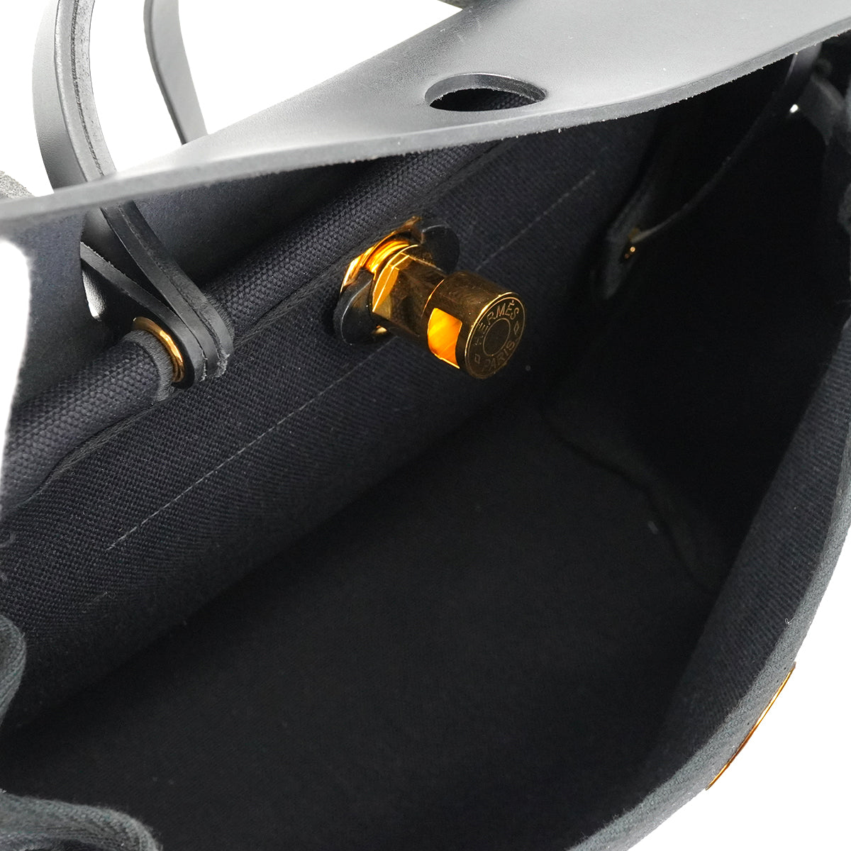 HERMES HER BAG ZIP PM 31 BLACK VACHE HUNTER TOILE MILITAIRE TOTE SHOULDER BAG 2023 B STAMP 90326732