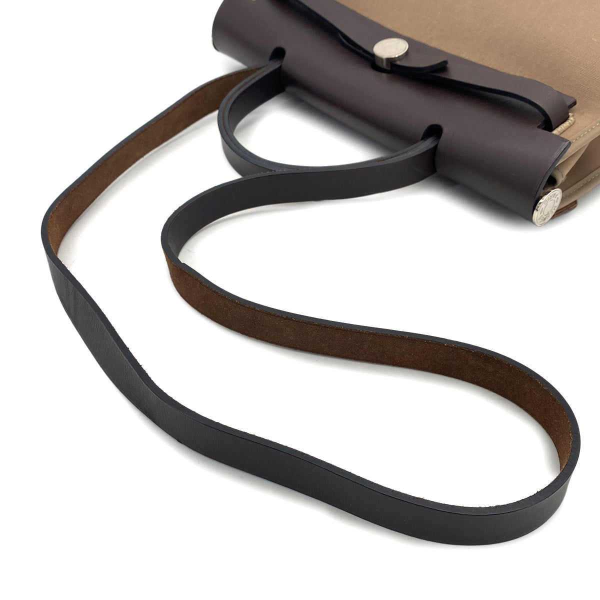 HERMES HER BAG ZIP PM 31 EBENE ETOUPE TOILE OFFICIER VACHE HUNTER TOTE SHOULDER BAG 2014 SQUARE R 90320167
