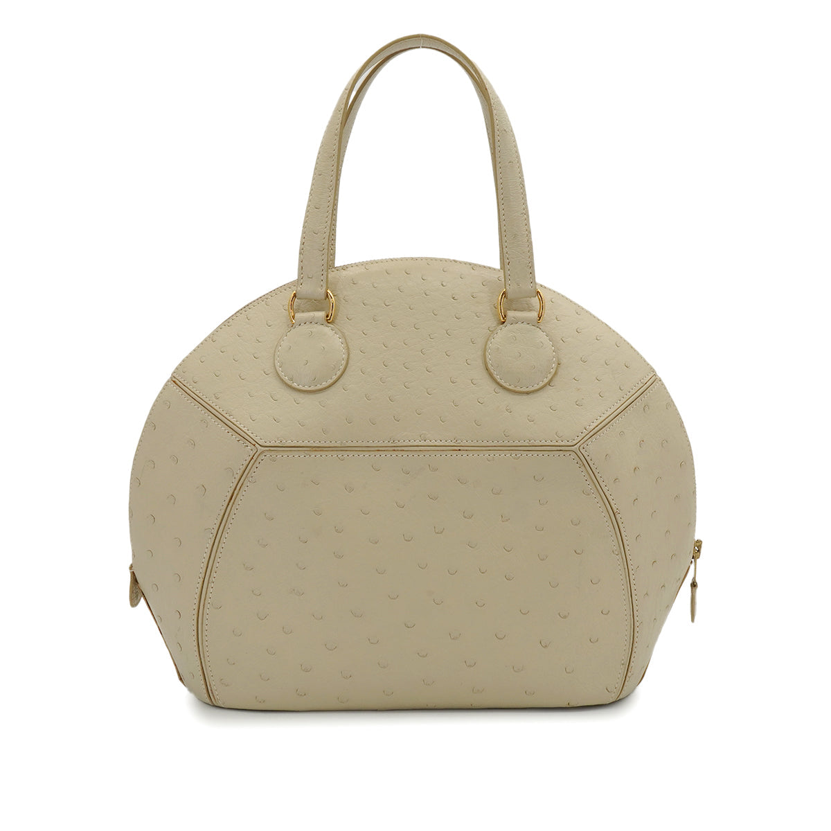 HERMES ILE DE SHIKI BLANCCASSE OSTRICH HAND SHOULDER BAG 1994 CIRCLE X GOLD HARDWARE 90348245
