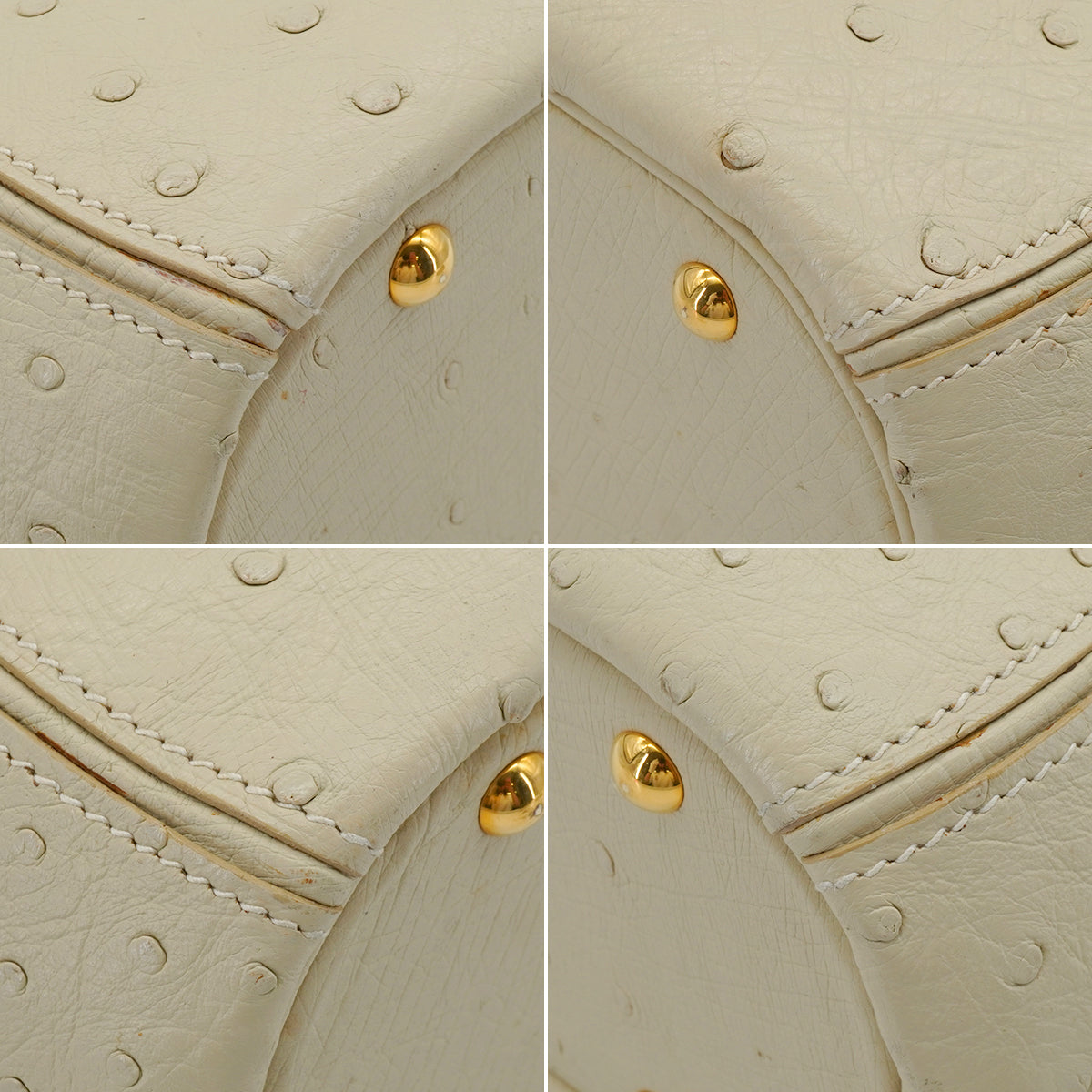 HERMES ILE DE SHIKI BLANCCASSE OSTRICH HAND SHOULDER BAG 1994 CIRCLE X GOLD HARDWARE 90348245