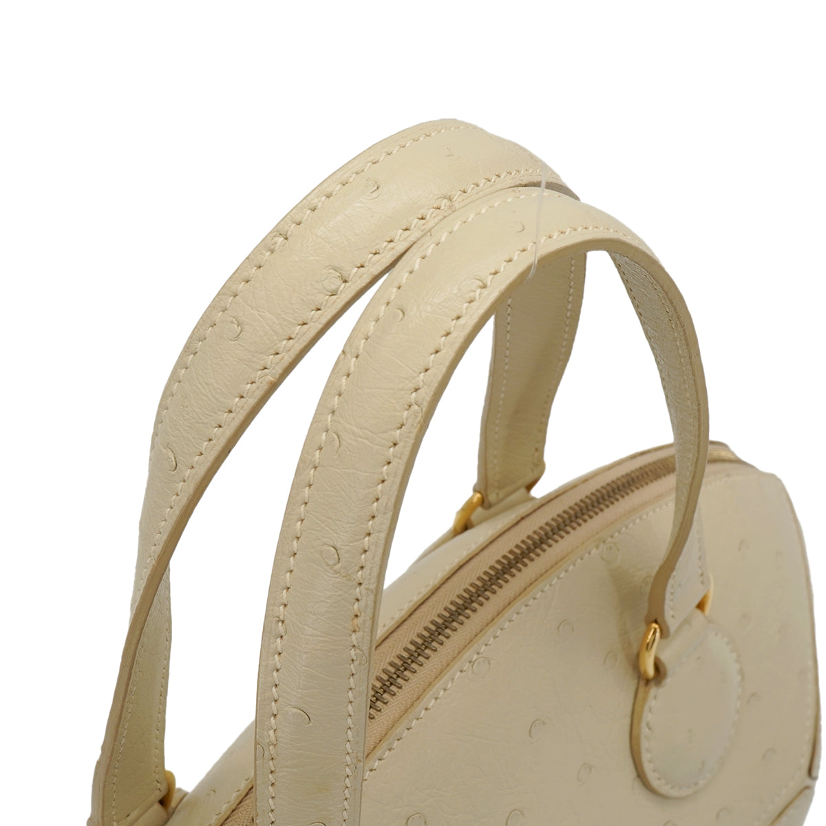 HERMES ILE DE SHIKI BLANCCASSE OSTRICH HAND SHOULDER BAG 1994 CIRCLE X GOLD HARDWARE 90348245