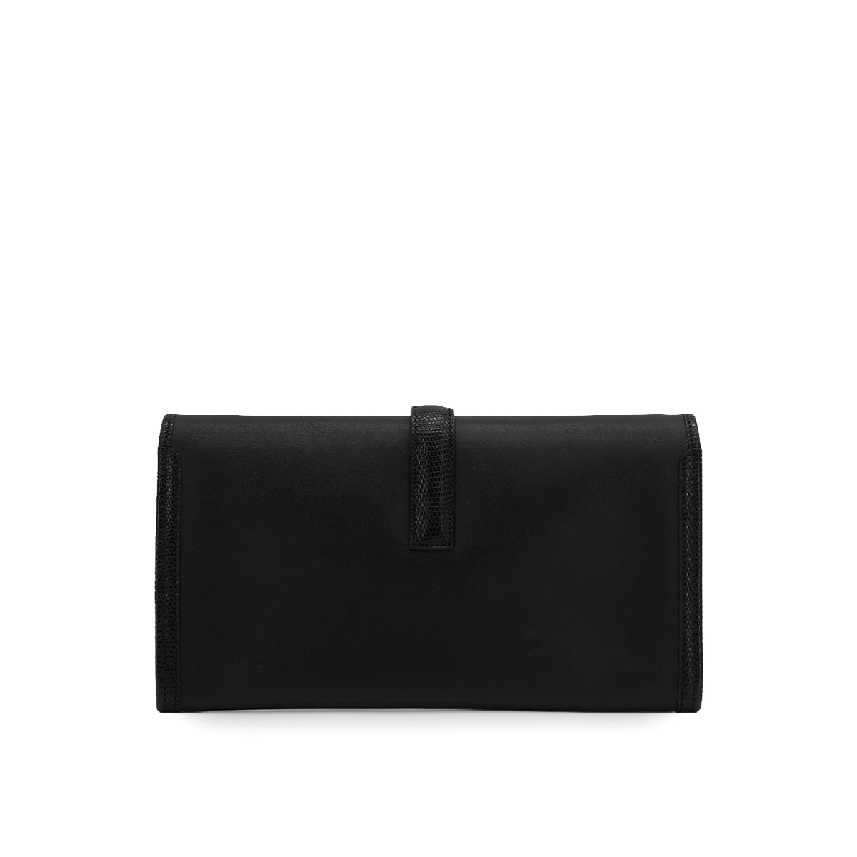 HERMES JIGE ELAN 29 BLACK LIZARD VEAU SWIFT CLUTCH BAG 2017 A STAMP 90339216