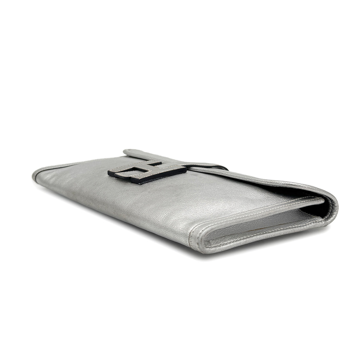 HERMES JIGE ELAN 29 SILVER CHEVRE CLUTCH BAG 2004 SQUARE H 90325324