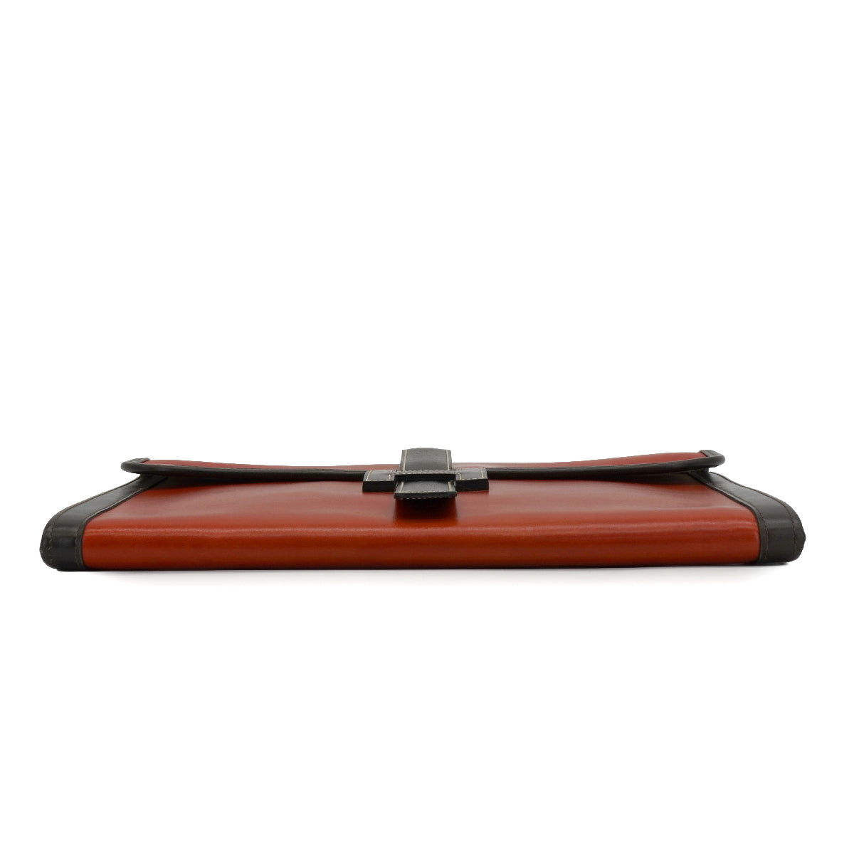 HERMES JIGE GM BRIQUE CHOCOLAT BOX CALF  CLUTCH BAG 1993 CIRCLE W 90340354