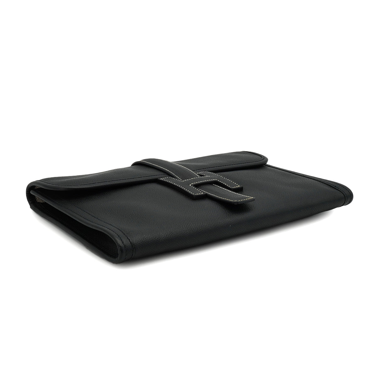 HERMES JIGE PM BLACK EPSOM CLUTCH BAG 2008 SQUARE L 90334494