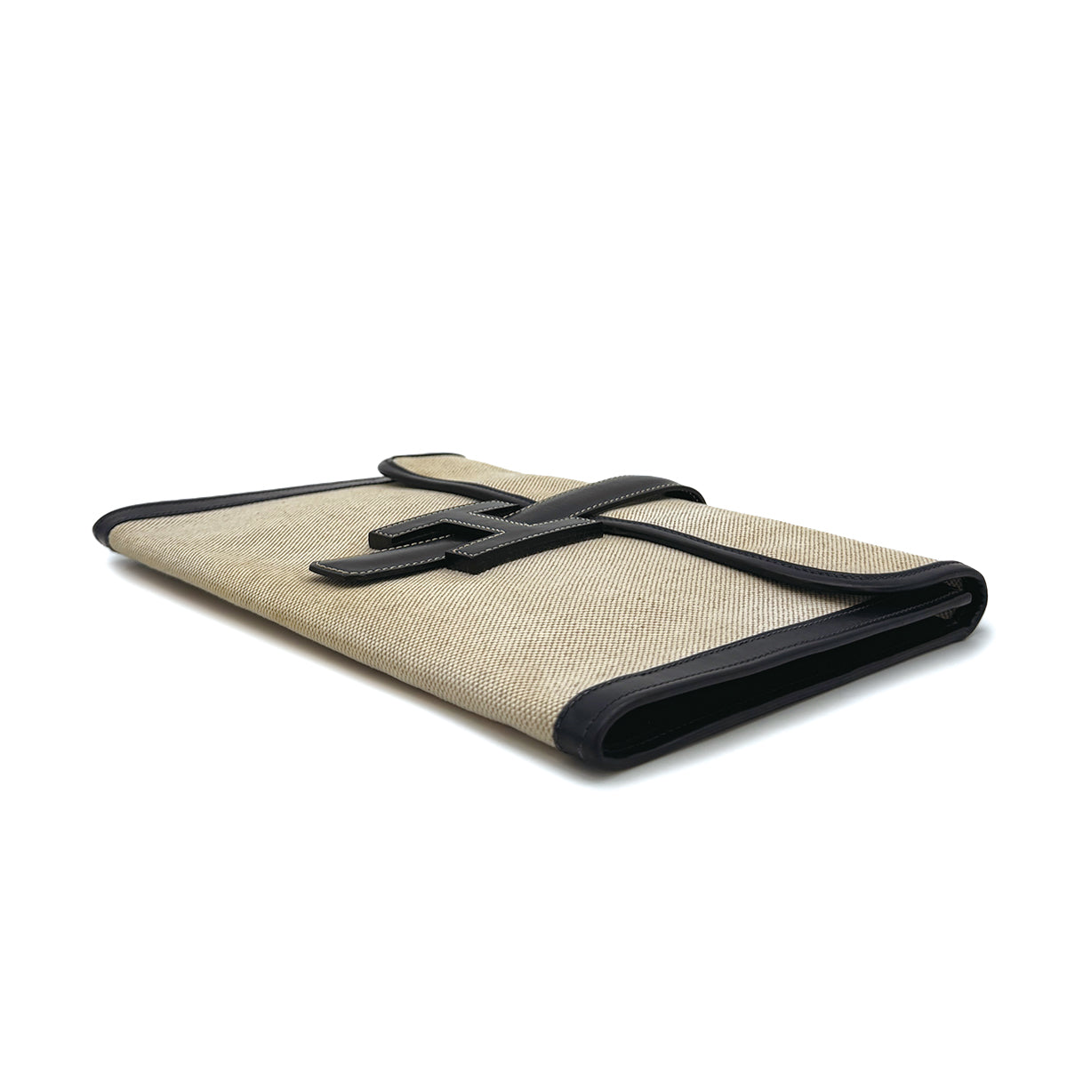 HERMÈS JIGE PM CLUTCH BAG BLUE INDGO BOX CALF TOILE H 1987 CIRCLE Q 90312691