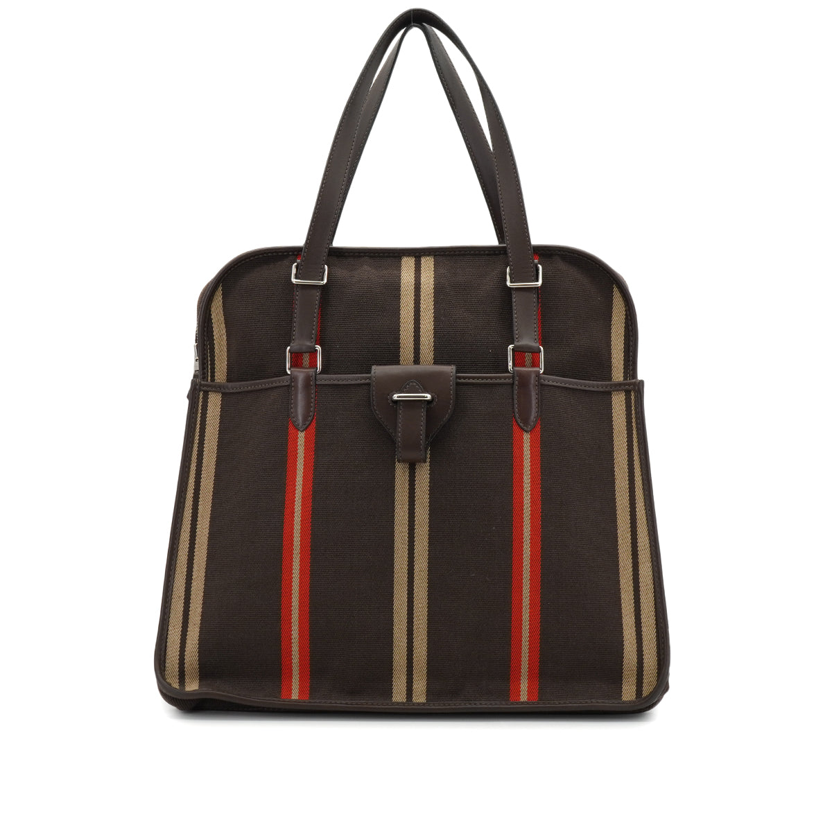HERMES JUMPING CABAS EBENE TOILE CASAQUE EVERCALF TOTE BAG 2007 SQUARE K PALLADIUM HARDWARE 90346871