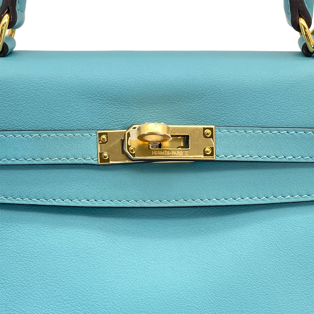 HERMES KELLY 25 RETOURNE BLUE SAINT CYR SWIFT HAND SHOULDER BAG 2015 T GOLD HARDWARE 90327251