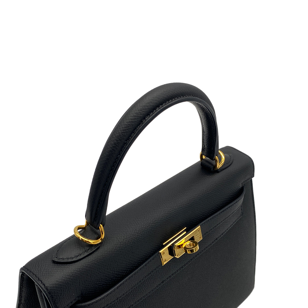 HERMES KELLY 25 SELLIER BLACK EPSOM HAND SHOULDER BAG 2021 Z STAMP GOLD HARDWARE 90325333