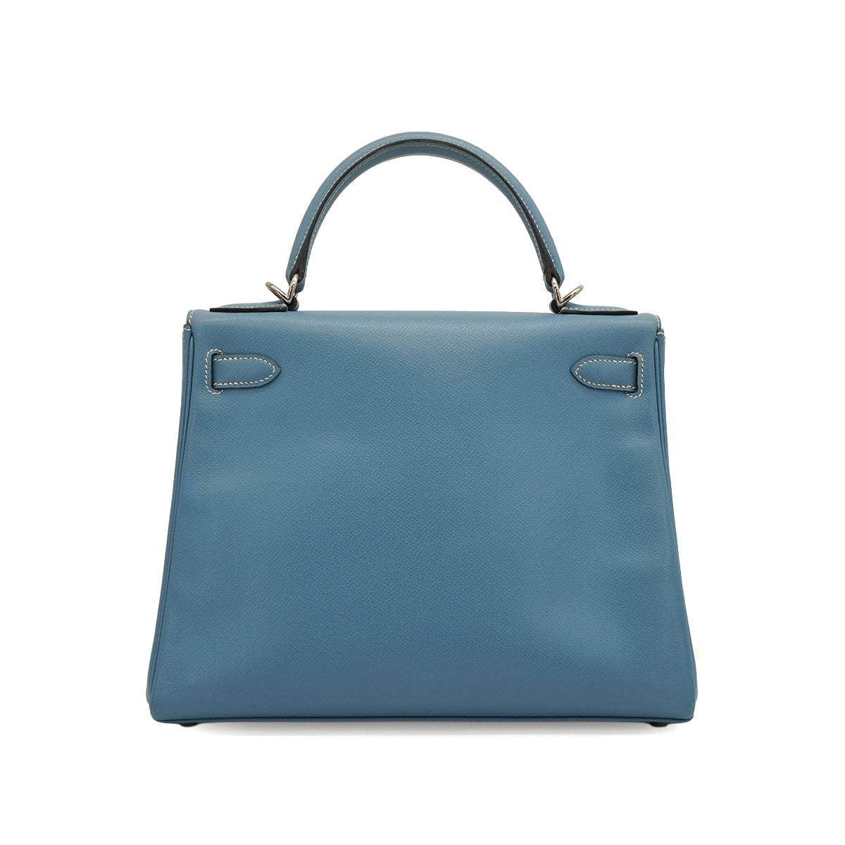 HERMES KELLY 28 RETOURNE BLUE JEAN VEAU EPSOM 2008 SQUARE L PALLADIUM HARDWARE 90341429
