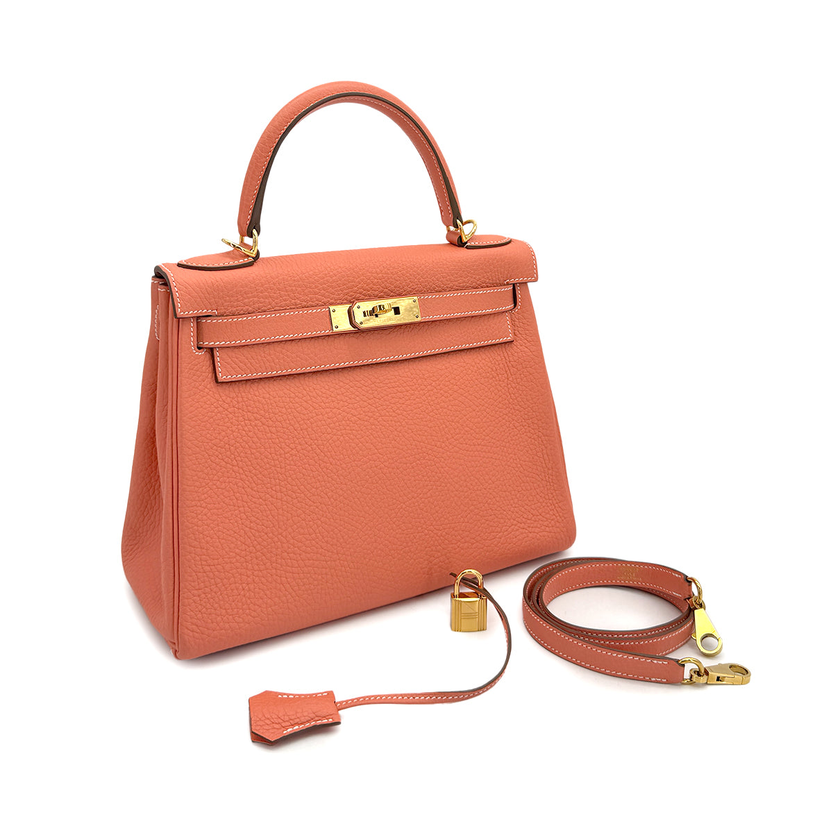 HERMES KELLY 28 RETOURNE FLAMINGO TOGO 2013 SQUARE Q GOLD HARDWARE 90312931