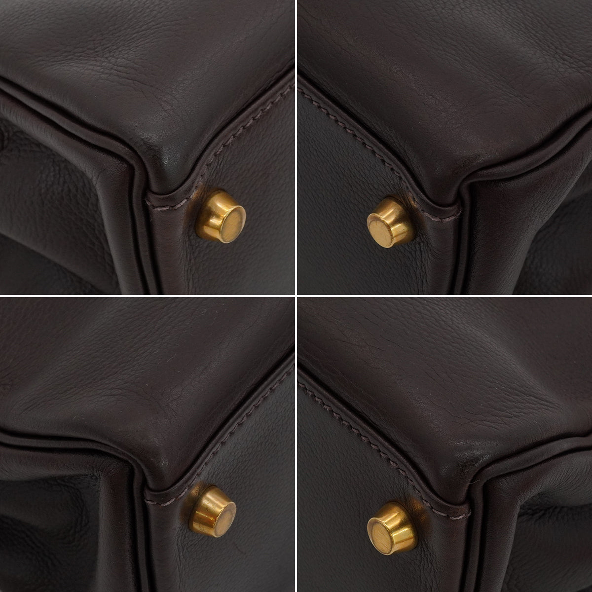 HERMES KELLY 28 RETOURNE CHOCOLATE VEAU GULLIVER HAND SHOULDER BAG 2001 SQUARE H GOLD HARDWARE 90344455