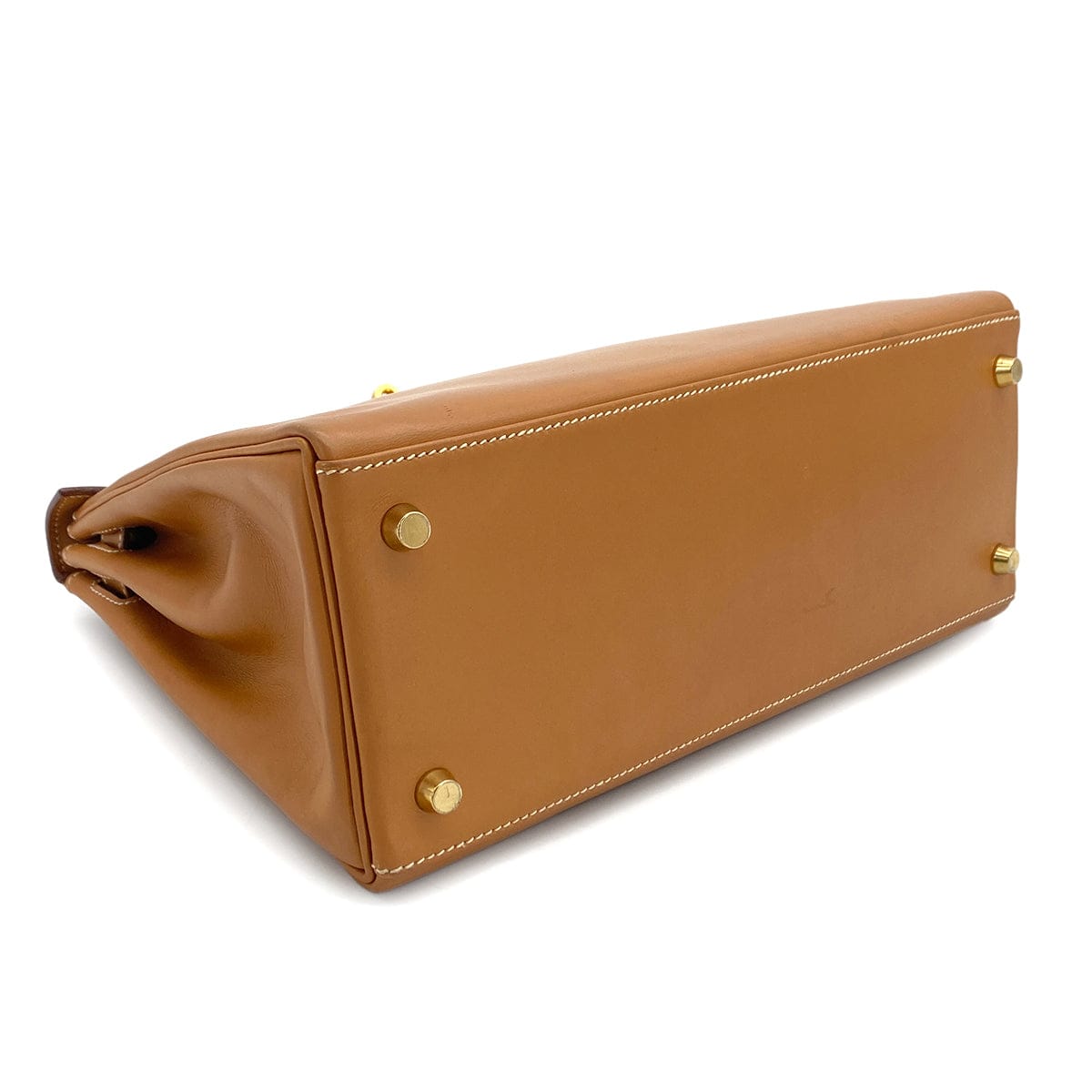 HERMES KELLY 28 RETOURNE NATUREL BOXCALF HAND SHOULDER BAG 1994 CIRCLE X GOLD HARDWARE 90324283