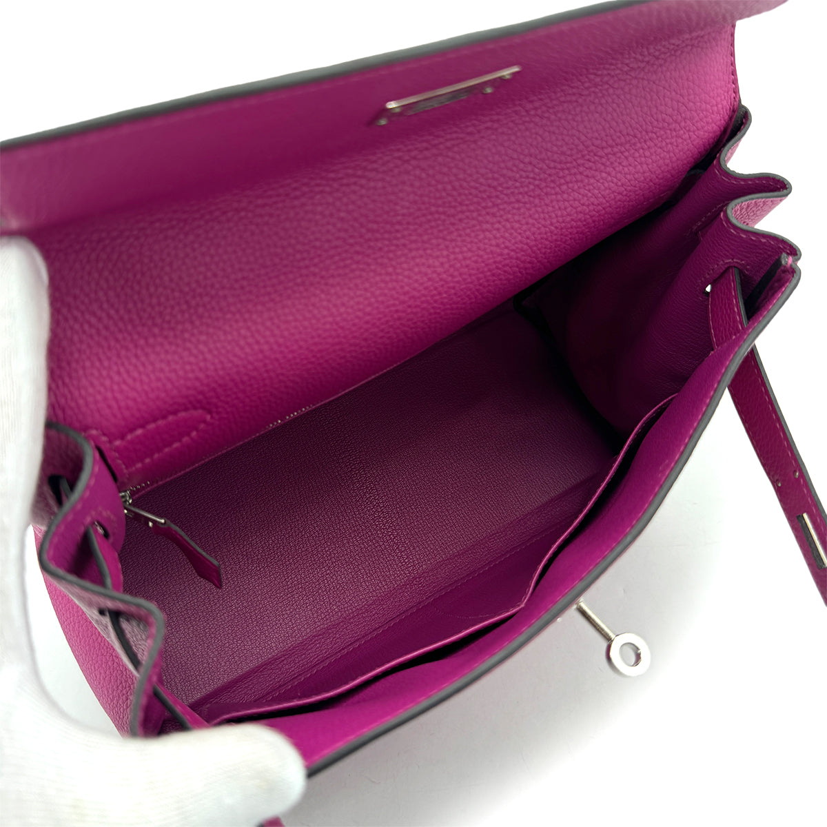 HERMES KELLY 28 RETOURNE ROSE PURPLE TOGO 2017 A STAMP PALLADIUM HARDWARE 90318751