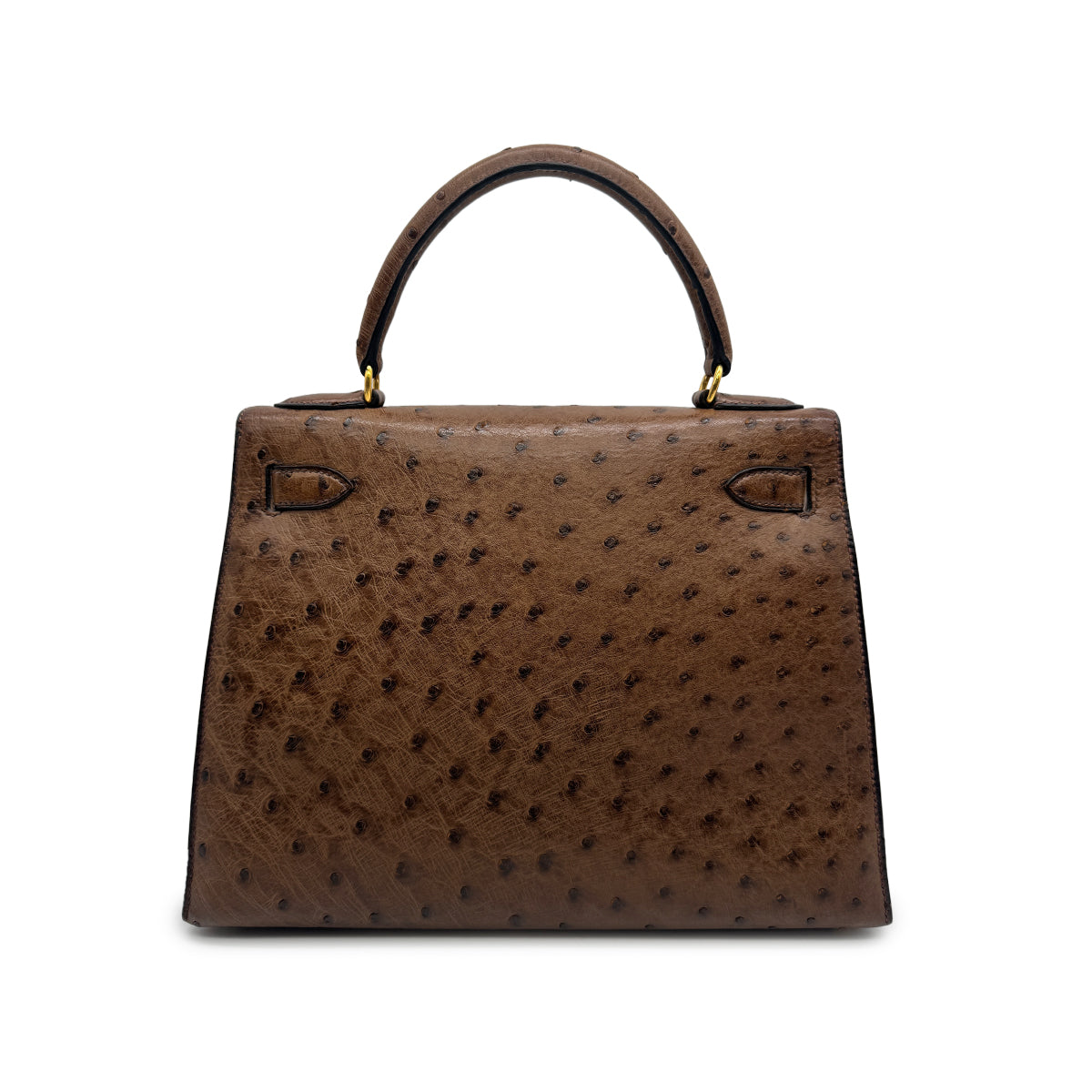 HERMES KELLY 28 SELLIER ETRUSQUE OSTRICH HAND SHOULDER BAG 1998 SQUARE B GOLD HARDWARE 90326720