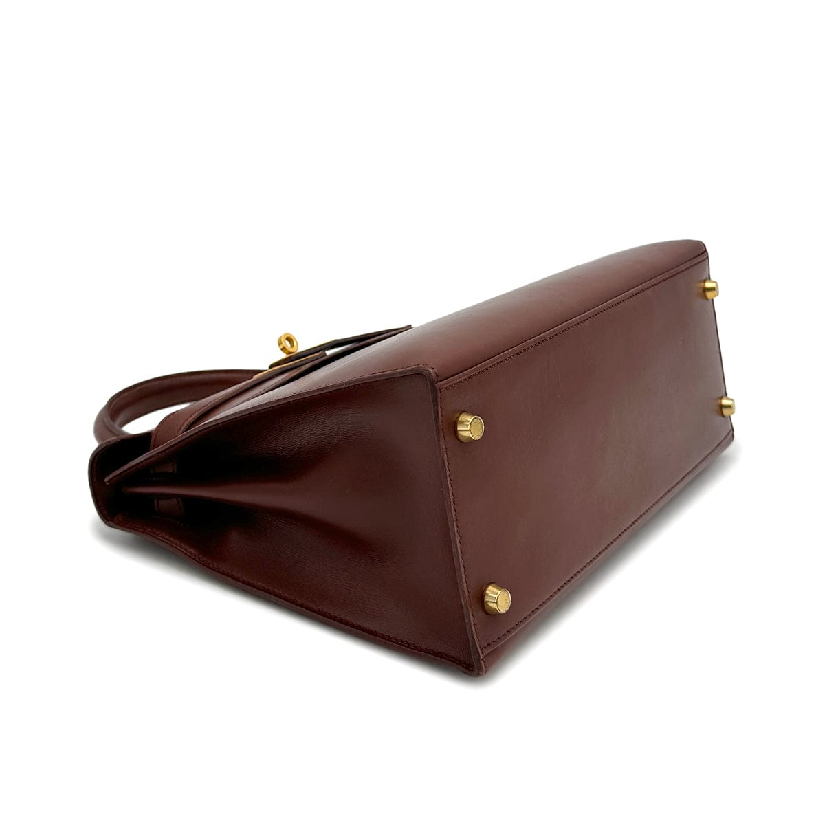 Luxury Promise Japan HERMES KELLY 28 SELLIER MARRON FONCE BOXCALF HAND SHOULDER BAG 1996 CIRCLE Z GOLD HARDWARE 90322170