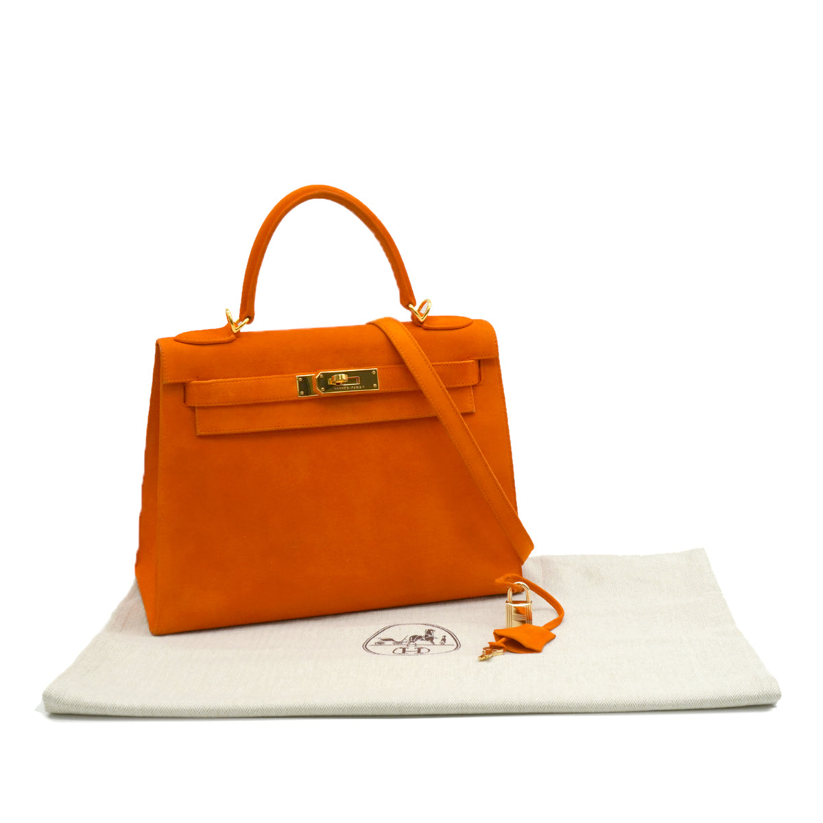 HERMES KELLY 28 SELLIER ORANGE DOBLIS HAND SHOULDER BAG 2006 SQUARE J GOLD HARDWARE 90347756