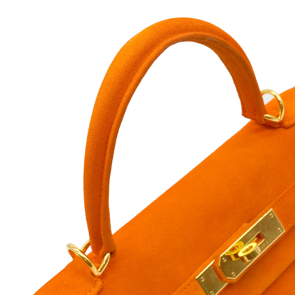 HERMES KELLY 28 SELLIER ORANGE DOBLIS HAND SHOULDER BAG 2006 SQUARE J GOLD HARDWARE 90347756