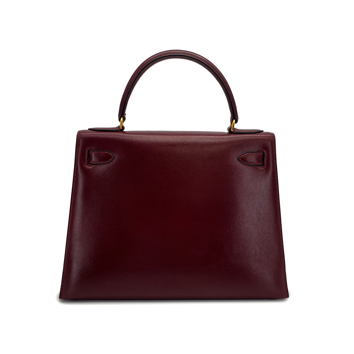 HERMES KELLY 28 SELLIER ROUGE H BOXCALF HAND BAG 1974 CIRCLE D GOLD HARDWARE 90317616