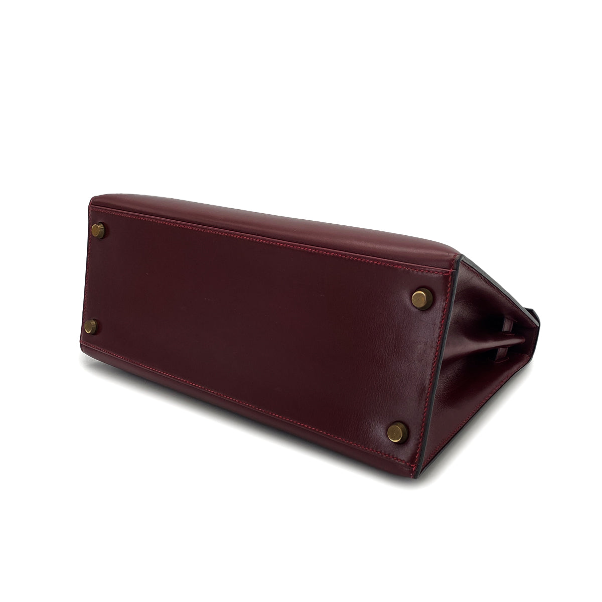 HERMES KELLY 28 SELLIER ROUGE H BOXCALF HAND BAG 1974 CIRCLE D GOLD HARDWARE 90317616