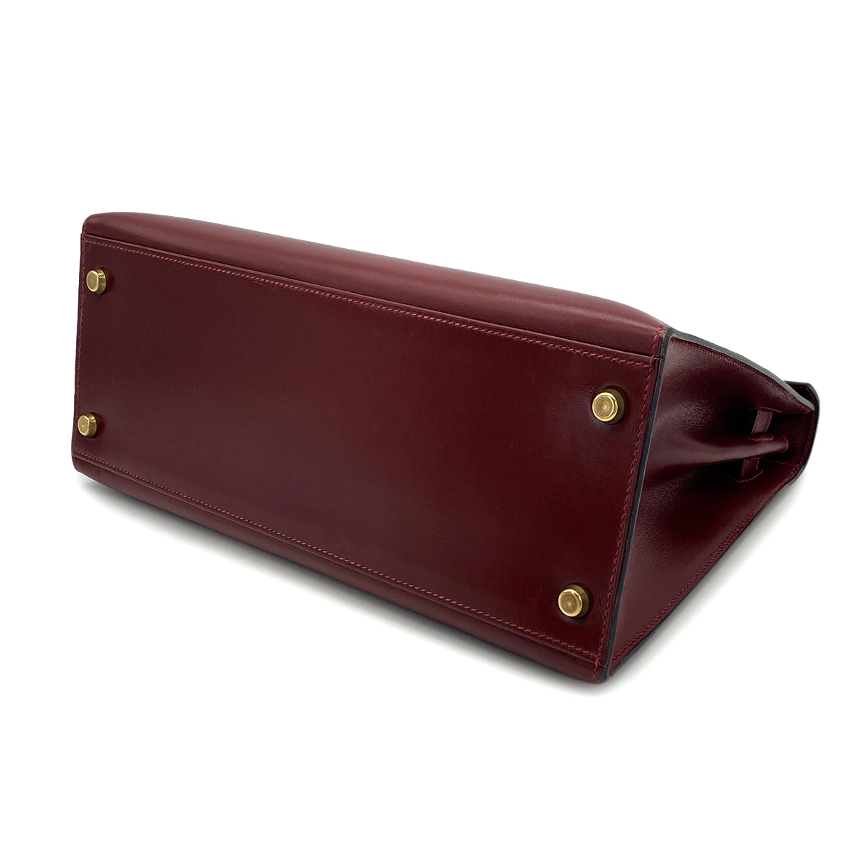 HERMES KELLY 28 SELLIER ROUGE H BOXCALF HAND BAG 1988 CIRCLE R GOLD HARDWARE 90317905