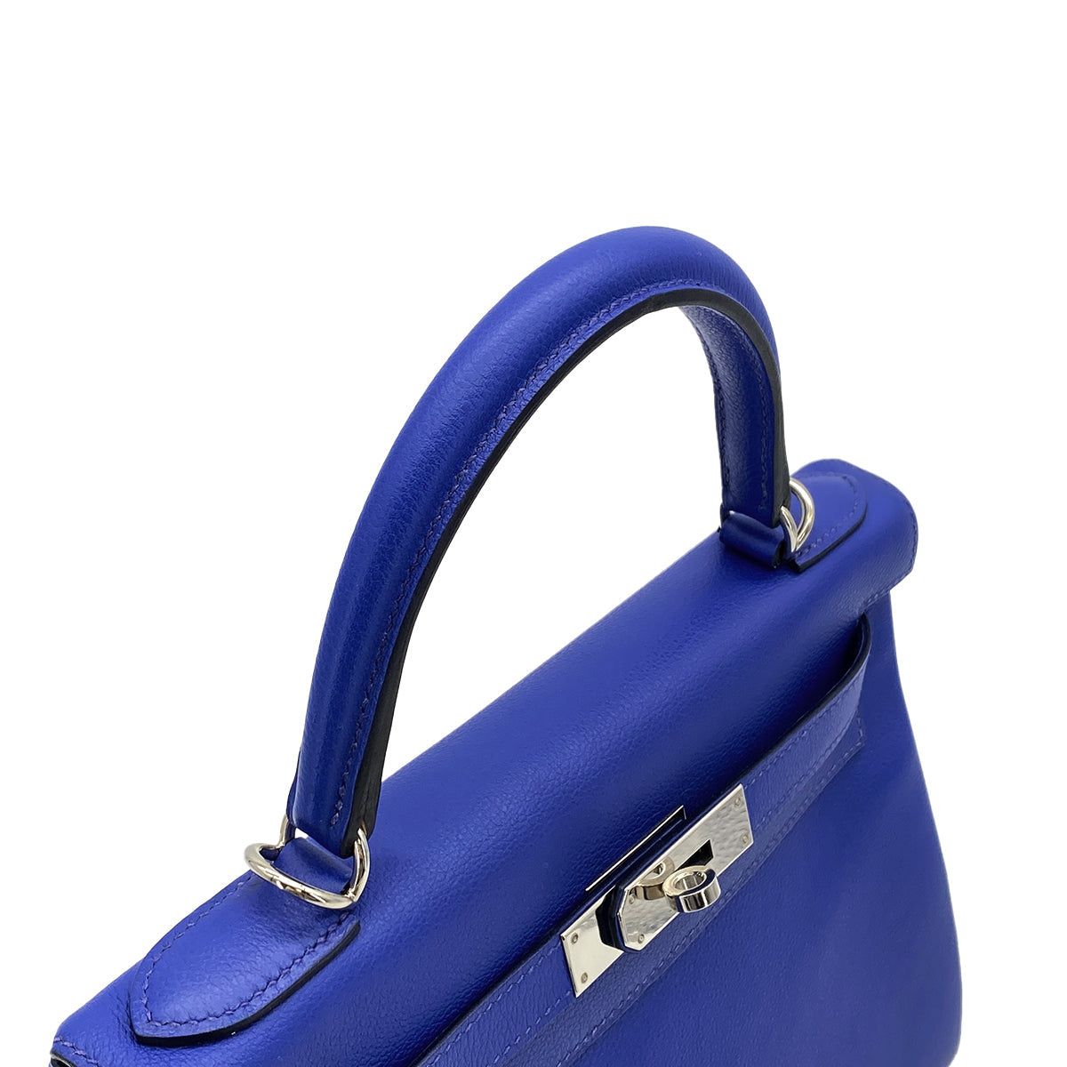 HERMES KELLY 28 VERSO RETOURNE BLUE ELECTRIQUE ROSE WOOD EVERCOLOR HAND SHOULDER BAG 2019 D STAMP PALLADIUM HARDWARE 90326200
