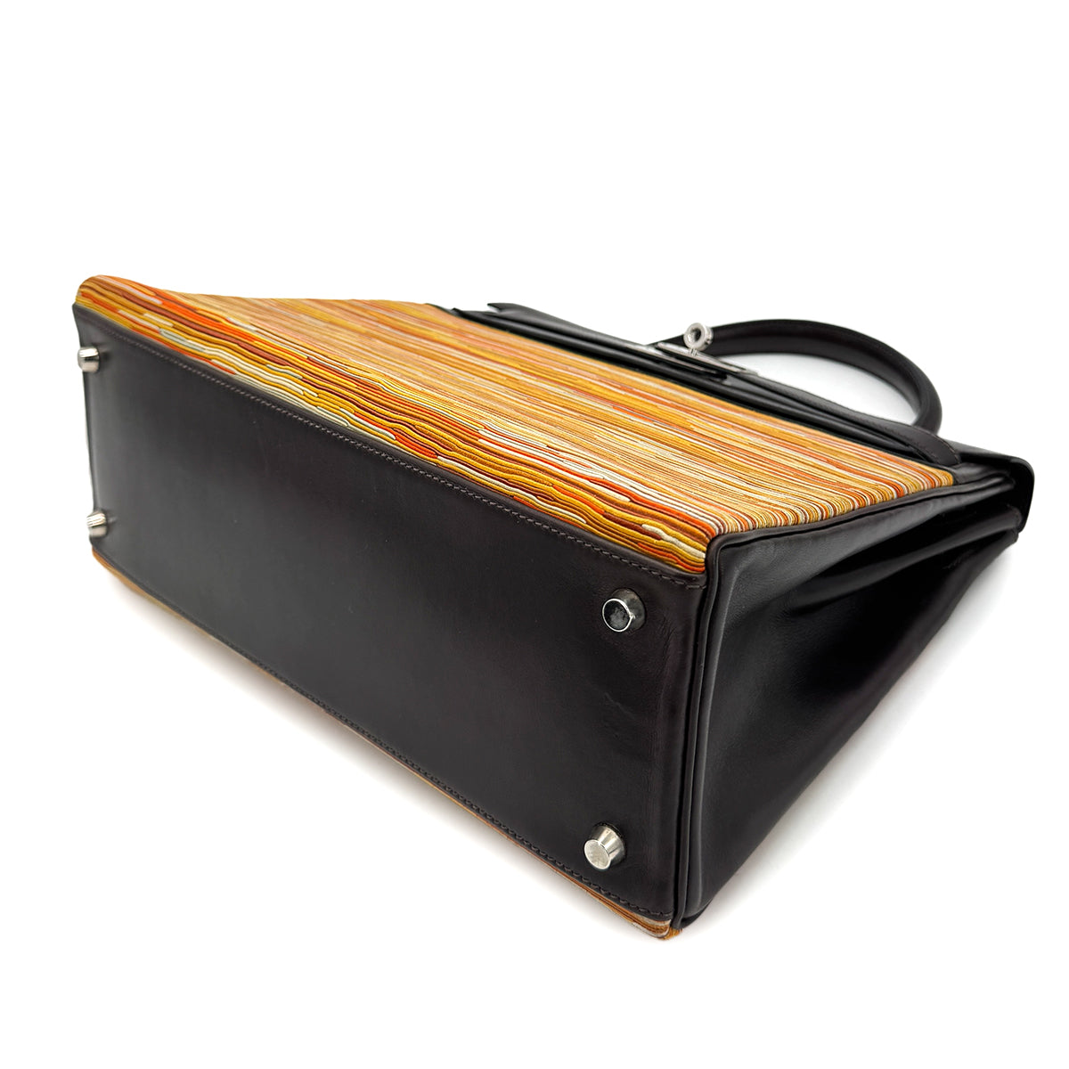 HERMES KELLY 32 RETOURNE EBENE EVER CALF VIBRATO HAND SHOULDER BAG 2003 SQUARE G PALLADIUM HARDWARE 90319536